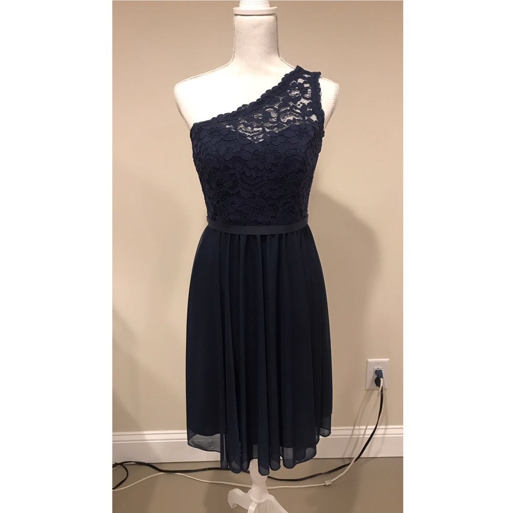 David’s Bridal One Shoulder Lace Bridesmaid Dress